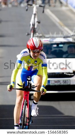 FLORENCE-SEPTEMBER 24 : The individual time trial (for woman, elite) of The UCI road World Championship in Florence, on 24  September, 2013.