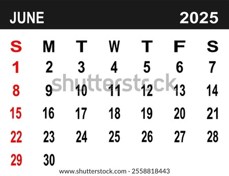 Calendar for June 2025. the week begins on Monday. flat design. removable calender for the month. vector ilustration. 