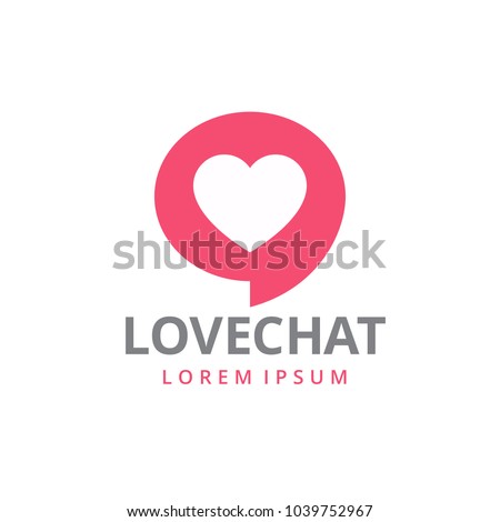 Love Chat Dating Logo Icon. Heart shape in message bubble. Vector template.