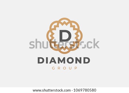 Premium universal monogram letter D initials logo. Abstract elegant flower logo icon vector design. Universal creative premium symbol. Luxury abc jewel logotype.