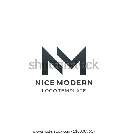 NM. Monogram of Two letters N M. Luxury, simple, minimal and elegant NM logo design. Vector illustration template. Imagine de stoc © 