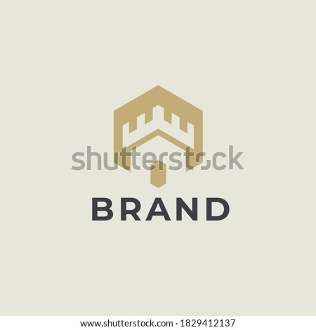 Castle logo. Tower, fortress, bastion icon. Real estate, protection, building, security, guard, architecture business logo design template. Vector illustration.