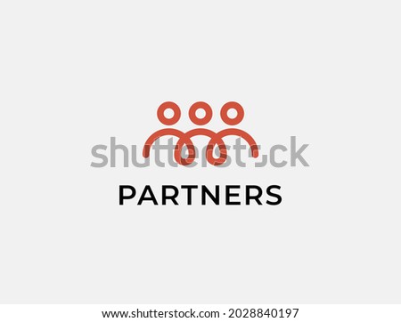 Team logo. Creative three people icon. Community, partners, group, startup or teamwork symbol. Abstract vector illustration.