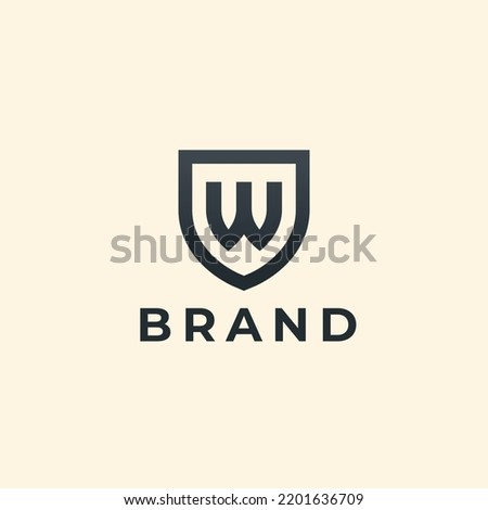 Letter W shield logo icon template. Vector emblem.