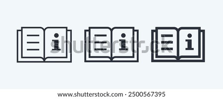 Book icon. Open book symbol. Read instruction vector icon. User manual sign. Isolated on white background.