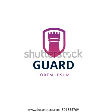 Castle tower shield security logo template