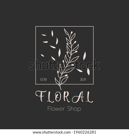 Vector hand drawn of flower logo template for labels, logos and badges for health care,florist, photography, wedding,flower shop, cosmetics, spa and wellness, beauty salon
botanica on black background Zdjęcia stock © 