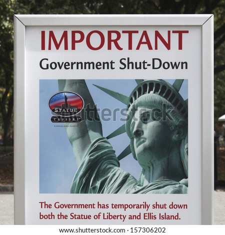 NEW YORK/NEW YORK STATE, USA Ã¢Â?Â? OCTOBER 4TH: The Statue of Liberty in New York is closed due to the government shutdown on October 4, 2013 in New York.