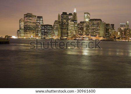 Skyline of Manhattan in New York by night
