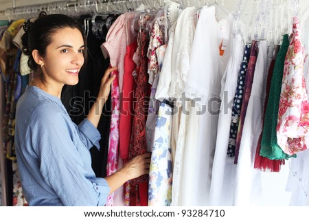 Woman shopping in a small store