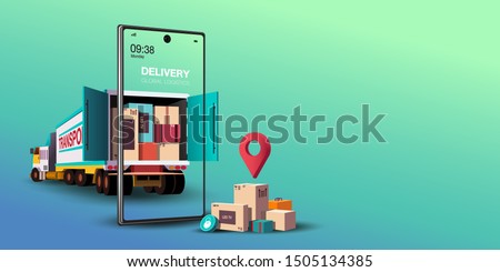 Online delivery service concept, online order tracking,Logistics and Delivery, on mobile Vector. illustration