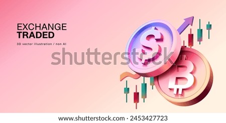 Financial trading banner in 3d Vector realistic style. Investment trading in the stock market. Vector illustration