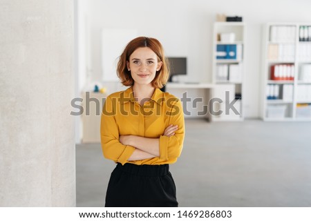 Similar – Foto Bild Frau steht auf moderner Treppe