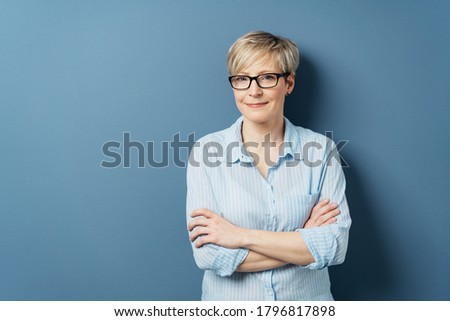 Similar – Image, Stock Photo Woman standing at self storage door