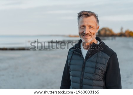 Similar – Image, Stock Photo Bearded male on deserted road