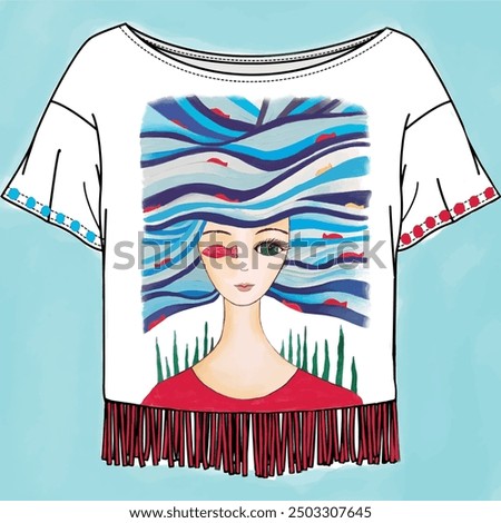 Girl tshirt and graphic design. Fashion design and more