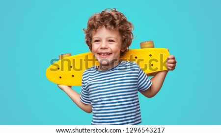 Similar – Image, Stock Photo happy cute boy and girl enjoy swim on beach.