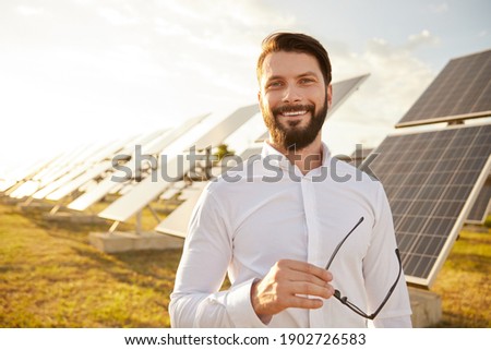 Similar – Image, Stock Photo Solar power station against the blue sky. Alternative energy concept