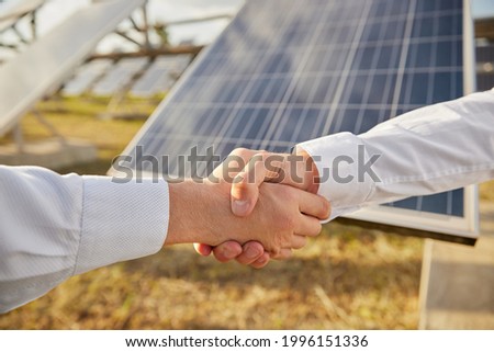 Similar – Foto Bild Unerkennbarer Ingenieur am Solarpanel