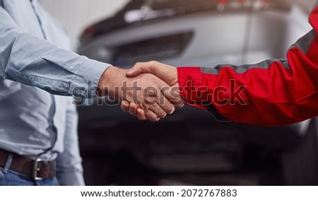 Similar – Image, Stock Photo Crop faceless mechanic working with drilling machine in factory