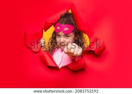Similar – Image, Stock Photo Child looks through hole in snow