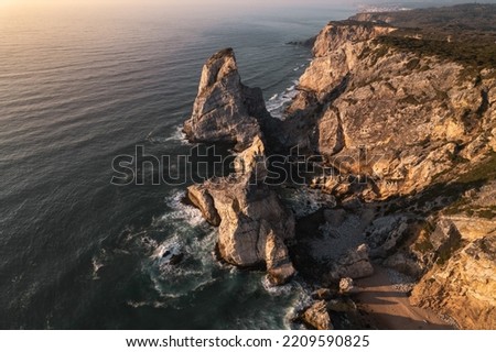 Similar – Image, Stock Photo Rocky cliffs near wavy ocean in sunlight