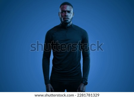 Similar – Image, Stock Photo Pensive millennial ethnic athlete relaxing after training on wooden stairs in park