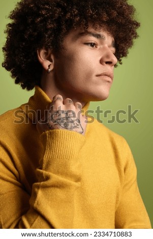 Similar – Image, Stock Photo Crop contemplative ethnic model with brown hair and manicure