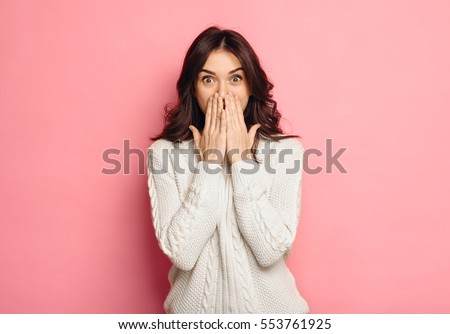 Similar – Image, Stock Photo Young Woman with Hands on Head in Blue Background Studio