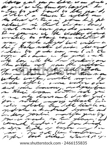 Handwritten fancy cursive text in ink, original and vintage look. Resembles a love letter, poem, journal, messy diary, essay writing, manuscript draft, with grungy vintage textures and ink blots.