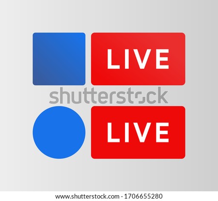Social media Live button. Facebook style badge. Streaming blue icon. Bradcarting sign. Vector illustration