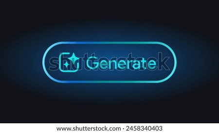 Generate AI button. LLM artificial intelligence icon. Machine learning generator. Generate text and image pressbutton prompt. Magic stars sign. Chat brain assistant. Vector illustration.