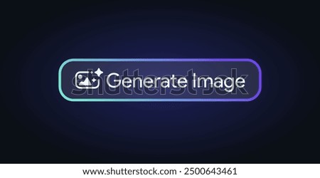 Generate AI image. Picture artificial intelligence logo. Machine learning generator. Generate image pushbutton prompt. Magic stars sign. LLM chat brain assistant. Vector illustration.