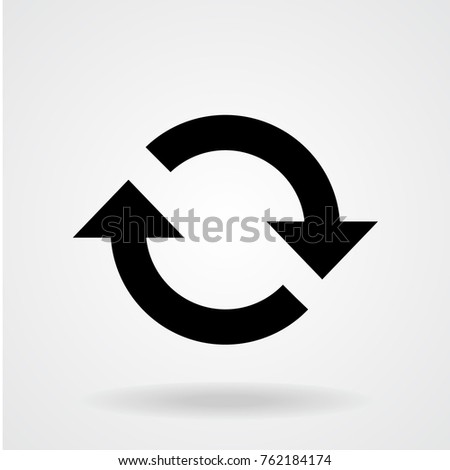 Refresh. Flat icon of cyclic rotation, recycling recurrence, renewal. Black and white symbol of loop movement.Vector illustration 