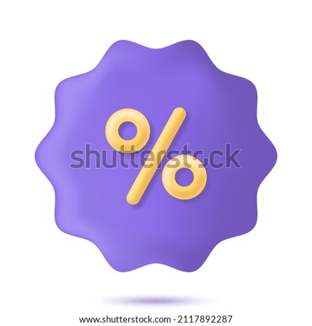Notched stamp 3d with percent icon