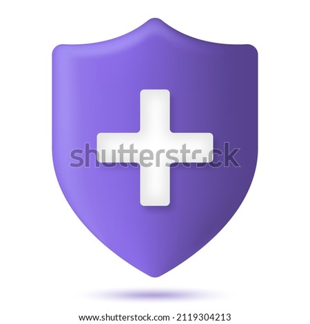 Medical health protection shield with cross. 3d rendering