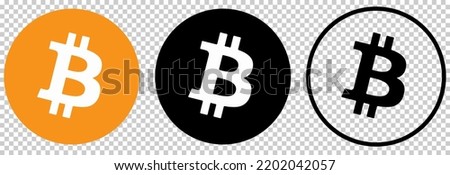 Bitcoin icons set. Cryptocurrency round symbols. Vector illustration isolated on transparent background