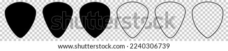 Guitar pick symbols. Flat and line art style. Vector illustration isolated on transparent background