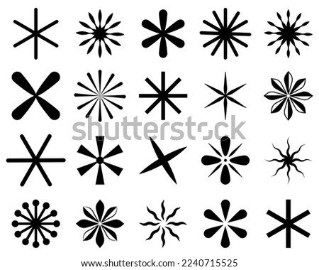 Set of asterisks icons. Vector illustration isolated on white background
