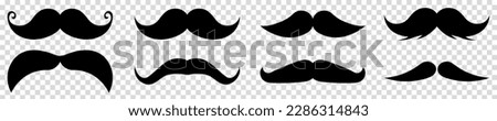 Mustache Icon Set. Vector illustration isolated on transparent background