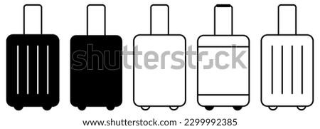 Baggage icons set. Flat and outline symbols. Vacation, travel concept. 
Vector illustration isolated on white background