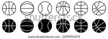Basketball ball icons set. Flat and outline style. Vector illustration
