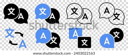 Language translation icon collection. Vector illustration isolated on transparent background