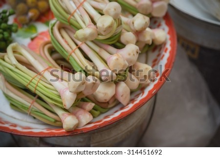galangal an Asian plant of the ginger family, the aromatic rhizome of which is widely used in cooking and herbal medicine. selective focus point