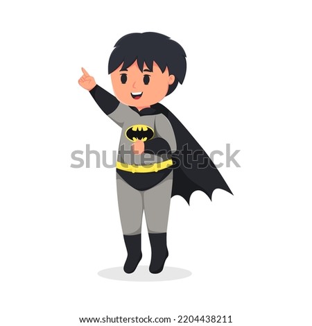 Cute Little Boy with Batman Suit Character Illustration