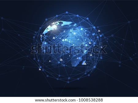 Global network connection. World map point and line composition concept of global business. Vector Illustration