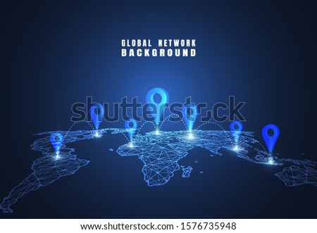 Global network connection. World map point and line composition concept of global business. Vector Illustration