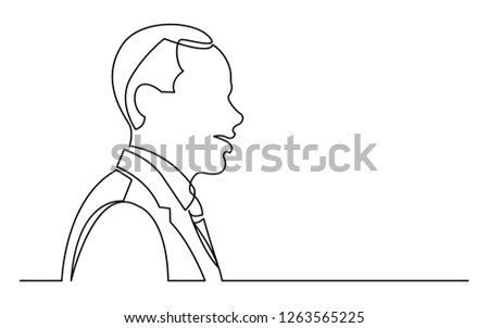 continuous line drawing of isolated on white background profile portrait of african american businessman