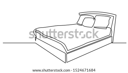 continuous line drawing of sleeping bed