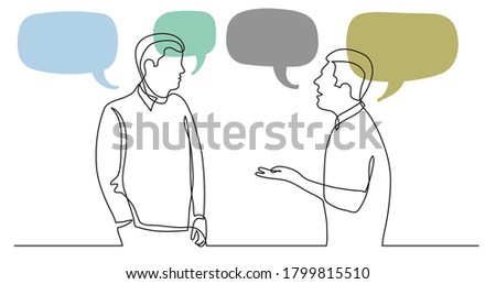 two men talking arguing with speech bubbles with speech bubbles